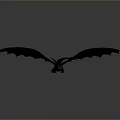 Game Movie Character Black Dragon Flying With Large Wings And Red Eyes