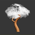 Modern Artistic Decorative Tree Featuring Orange Trunk And White Fluffy Canopy