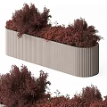 Modern Garden Planter With Vertical Striped Design And Red Foliage Plants