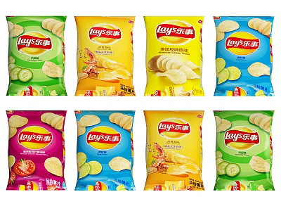 Lay's Potato Chips Display With Variety Of Flavors 3d model
