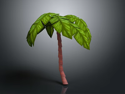 Realistic Palm Tree With Green Leaves And Red Trunk 3d model