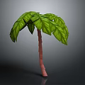 Realistic Palm Tree With Green Leaves And Red Trunk 3d model