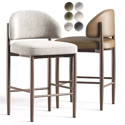 Modern Bar Stools With Upholstered Seats Metal Frame And Color Options Gray Brown 3d model