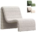 Comfortable Modern Single Seater Sofa With Beige Textured Fabric Curved Design For Living Room