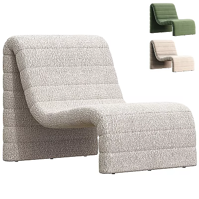 Comfortable Modern Single Seater Sofa With Beige Textured Fabric Curved Design For Living Room 3d model