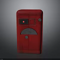 Red Emergency Alarm Box With Button Indicator And Circular Panel Design