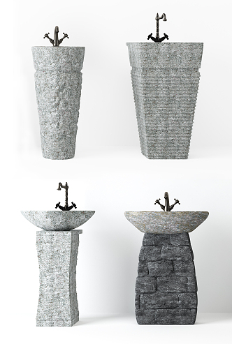 Chinese-style sink stone wash basin 3d model