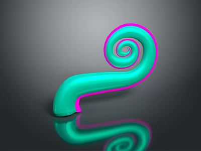 Green And Pink Edged Spiral Shell Aquatic Animal On Gray Background With Reflection 3d model