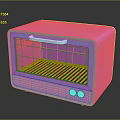Pink Mini Computer Case With Transparent Door Blue Handle Internal Grille And Yellow Buttons 3d model