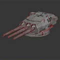Detailed Industrial Mechanical Turret Featuring Multi Barrel Cannon And Metal Structure Design