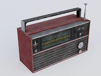 Vintage Red Portable Radio With Handle Antenna Display And Control Knobs As Daily Electrical Appliance 3d model