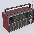 Vintage Red Portable Radio With Handle Antenna Display And Control Knobs As Daily Electrical Appliance