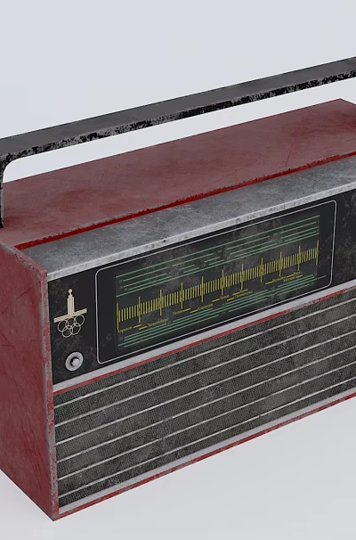 Vintage Red Portable Radio With Handle Antenna Display And Control Knobs As Daily Electrical Appliance 3d model