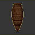 Simple Design Handcrafted Wooden Boat With Interior Planks On Gray Background