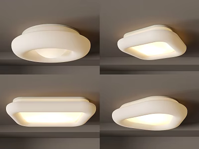 Modern White Ceiling Lights With Various Stylish Shapes And Soft Illumination 3d model