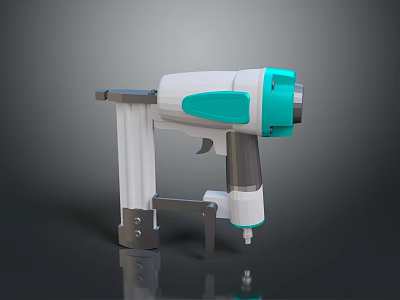 Handheld Medical Device With White Turquoise Handle Metal Stand And Nozzle 3d model