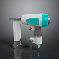 Handheld Medical Device With White Turquoise Handle Metal Stand And Nozzle