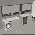 Modern Balcony Laundry Cabinet With Washing Machine Sink And Storage Shelves