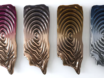 Colorful Modern Abstract Wall Decorations With Swirl Textures And Metallic Tones 3d model