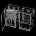Compact Refrigerators Freezers With Transparent Door Bottled Drinks And Open Door Empty Interior Shelves