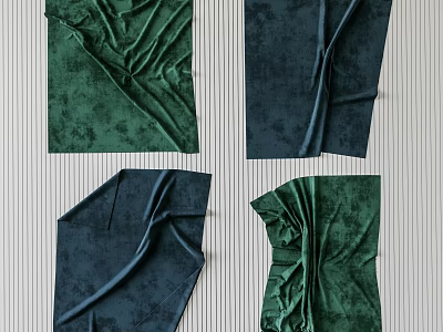 Stylish Wall Decor With Green And Navy Blue Wrinkled Fabric Textures 3d model