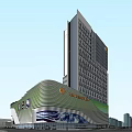 Modern Urban Commercial Complex With Shopping Mall Office Tower Hotel And Glass Facade Design