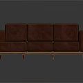 Modern Brown Leather Sectional Sofa With Wooden Frame And Ottoman
