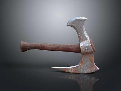Rustic Metal Axe With Wooden Handle Sharp Edge And Isolated Design 3d model