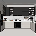 Modern Kitchen Interior Design With Gray White Cabinets And Appliances 3d model