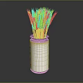 White Vase With Black Rim Holding Yellow Wheat Ears On Dark Background