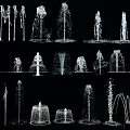 Modern Fountain Round Fountain Pool Square Fountain Water Column Water Drop 3d model