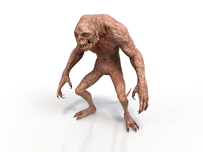 Humanoid Monster Creature With Rough Skin Sharp Claws And Aggressive Stance 3d model