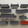 Chinese Eaves Eaves Roof Door Head Tile Roof Roof Ridge Chinese Hilltop Glazed Tile Chinese Eaves Chinese Roof 3d model