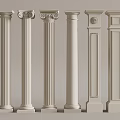 White Decorative Columns With Various Classical Designs And Intricate Details 3d model