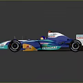 Blue Formula Style Racing Car With Gatorade Logo And Streamlined Body Design