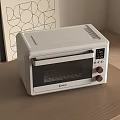 White Kitchen Appliance Oven With Digital Control Panel On Wooden Countertop