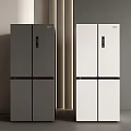 Gray and White Modern Four Door Refrigerators with Sleek Stylish Design