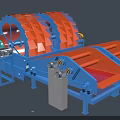 Industrial Wheel Sand Washer With Blue Base Orange Drum Wheels Green Red Components Control Panel