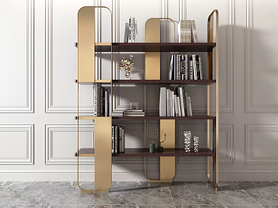 Light Luxury Bookshelf Decorative Shelf Bookshelf 3d model