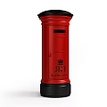 Red Public Postbox Facility With Black Top Base Crown Logo And Post Office Lettering 3d model