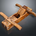 Vintage Wooden Hand Plane Tool With Two Handles And Rustic Aged Finish