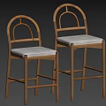 Elegant Natural Wood Bar Stools With Soft Grey Upholstered Seat For Home Kitchen Counter Use