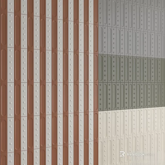 Colored Striped Building Components With Perforated Design In Multiple Colors For Architectural Decoration 3d model 
