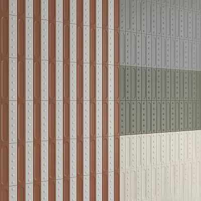 Colored Striped Building Components With Perforated Design In Multiple Colors For Architectural Decoration 3d model