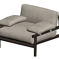Modern Minimalist Single Seater Sofa With Polka Dot Pattern And Dark Wooden Frame 3d model