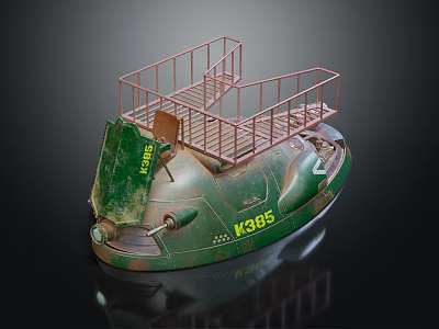 Green K395 BOMB Vehicle With Metal Railing And Unique Structure Design 3d model