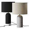 Black and Beige Modern Minimalist Table Lamp with Linen Fabric Shade and Cylindrical Base