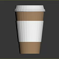 Practical Disposable Coffee Cup With White Lid White Sleeve And Brown Paper Body