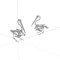 Two Metal Pelican Sculptures With Long Beaks And Wire Frame Design