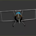 Toy Biplane Model With Silver Body Blue Cockpit And Propeller Design